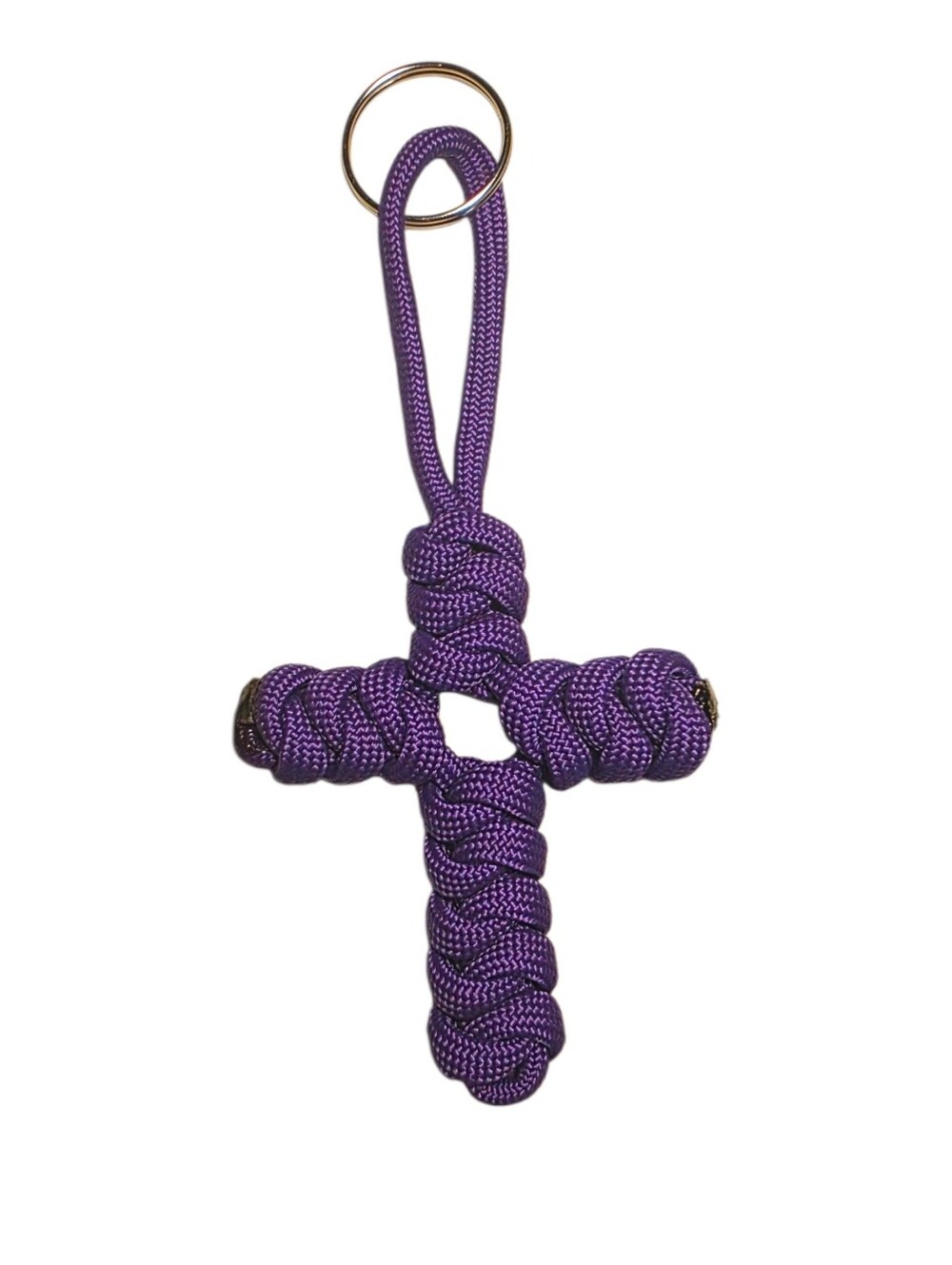 Hand Crafted Paracord Cross Keychain Purple 2"x4"